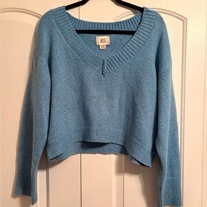 BDG Cropped Blue V-Neck Sweater